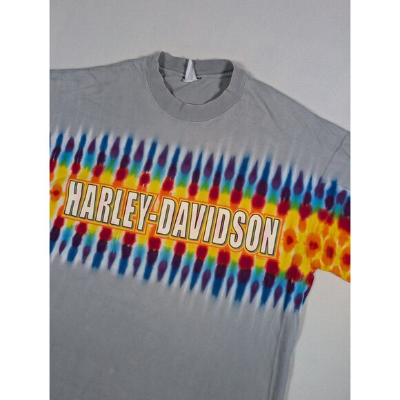 Vintage 1999 Harley Davidson T Shirt Mens XL Gray Tie Dye Asheville NC Biker - Picture 1 of 13